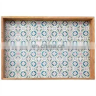 oval enamel wooden tray