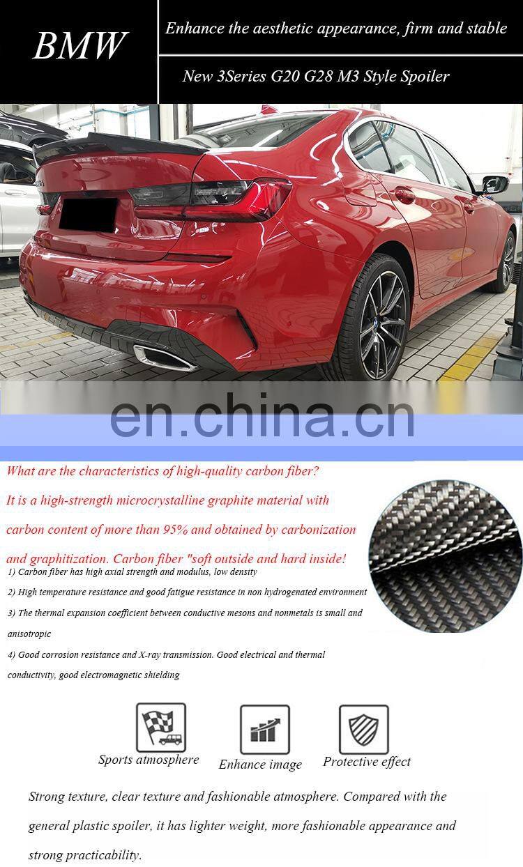 Runde Excellent Quality M3 Style Auto Carbon Fiber rear Spoiler for 2020-In BMW 3 Series G20 G28 Spoiler