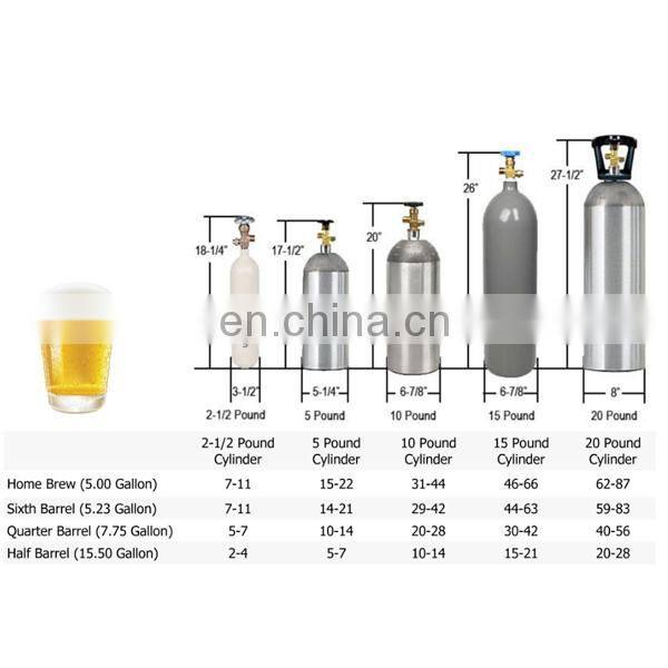 Carbonated beverage Aluminum CO2 Cylinder with QF-35/QF-35A/QF-35B/QF-35C valve for coke and soda