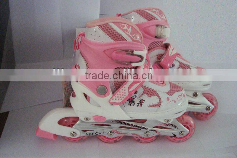 2015 hot pink inline flashing wheels skate shoes