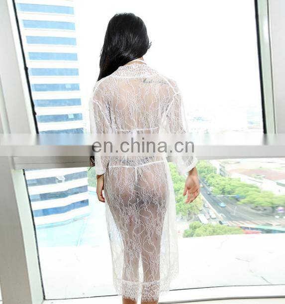 Lingerie for Women Sexy Long Lace Dress Sheer Gown See Through Kimono Robe