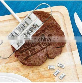 Wooden handle wholesale bbq grill tools bbq branding iron with turns 55 letters