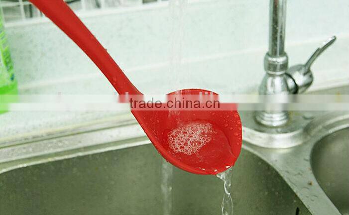 south China colorful non-stick silicone soup ladle with stainless steel kitchenware by factory