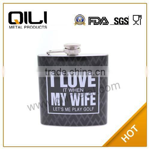 7oz stainless steel whisky bottle hip flask water transfer