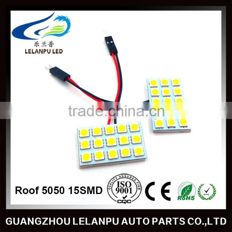 auto led lights adaptor Roof lamp 5050 15SMD led bulbs car dome reading light