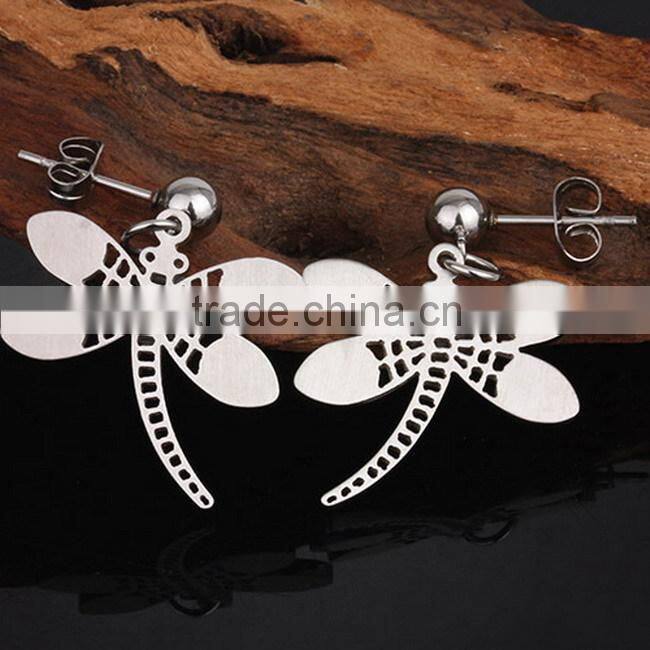 Stainless steel dragonfly young girl earring jewelry set