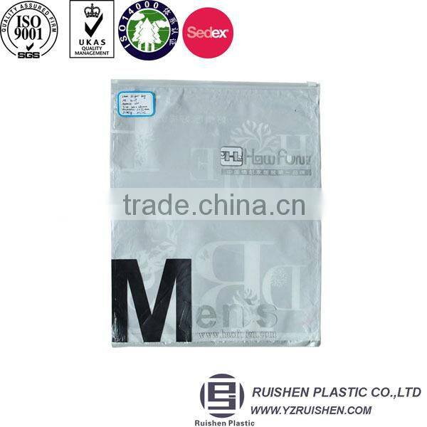 Transparent printed plastic zipper bag for packing