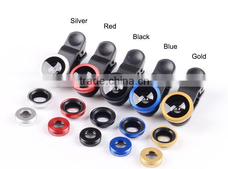 Phone camera lens 3in1 fisheye Wide and Macro Lens for mobile phone, cell phone lens