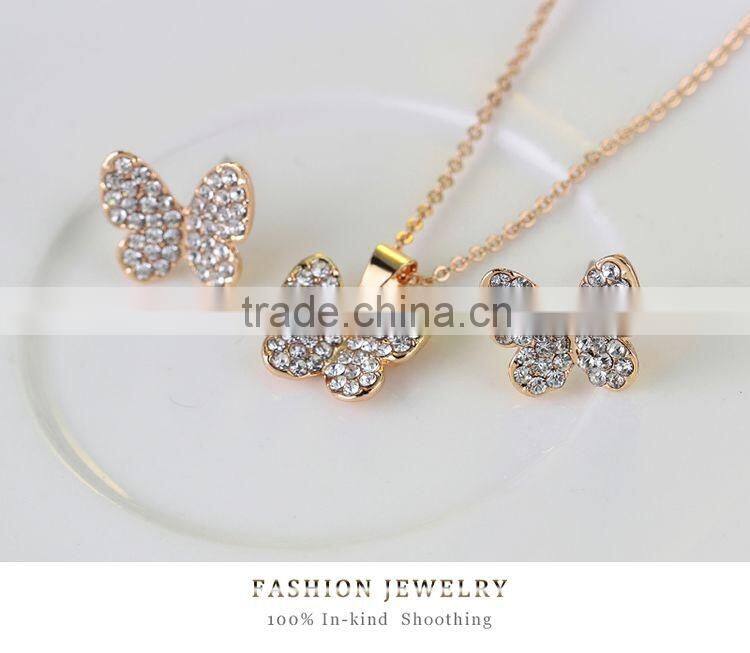 Korean Style Butterfly Crystal Fine African Beads Jewelry Sets Animal Pendant Set For Party Wedding Bridal Accessories