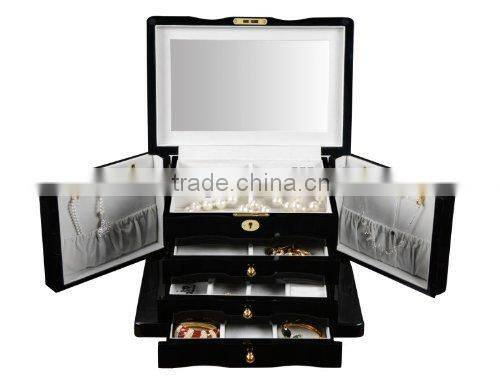 Made-in-China Best seller black wooden jewelry box for travel, gift box for wedding use