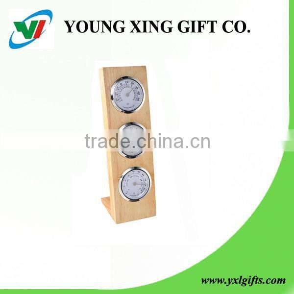 promotion gift wooden table clock with thermometer and hygrometer