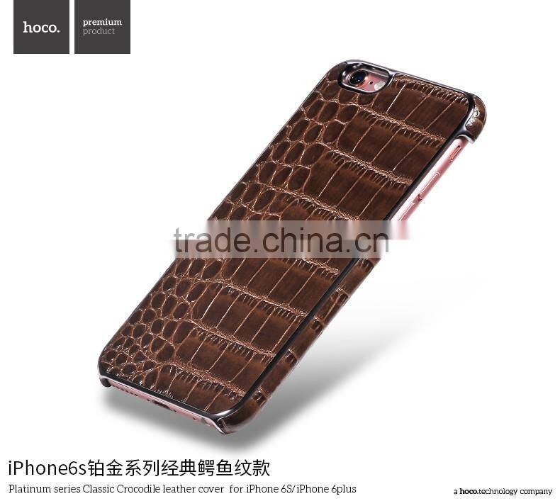 Classic Crocodile Leather Rubber Case for iPhone 6Plus HOCO Real Leather Cover Platinum Series Shell for iPhone 6s Plus MT-5810