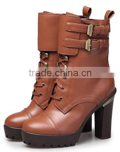 2014 slip resistant women's leather half boots shoes ladies 2014 lace up high heel ankle boots ladies sexy high heels snow boots