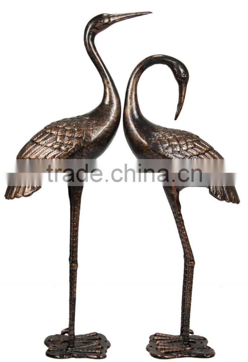 43 Inch Sculptured Cranes in Bronze Finish