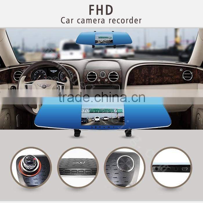 5 inch HD LCD Screen 1080 P + P 720 double recorded Car Rearview Mirror Dvr