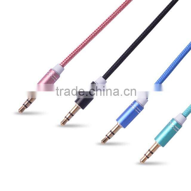 NY braided 3.5mm Audio Cable 3.5mm Stereo Audio Cable glod plated