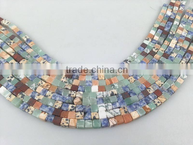 dalmatian gemstone cube beads
