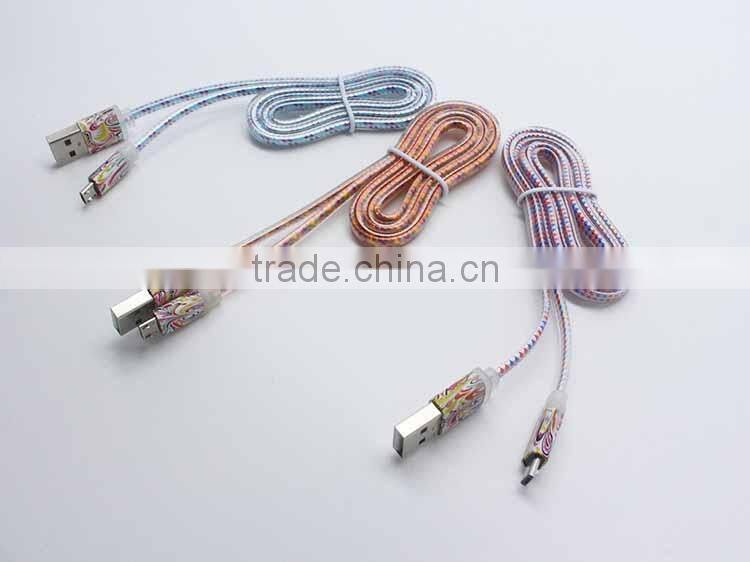 flat camouflage Micro USB charging data cable