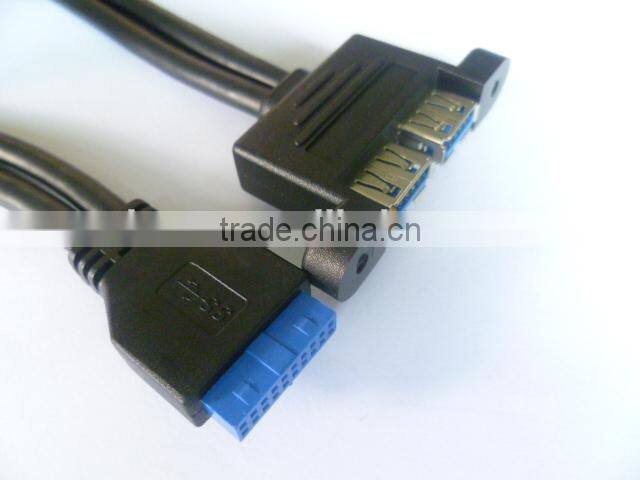 high quality USB AF*2 TO 20P Housing 3.0 cable