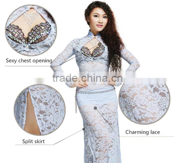 High quality belly dance lace long dress from china wuchieal (QC2272)
