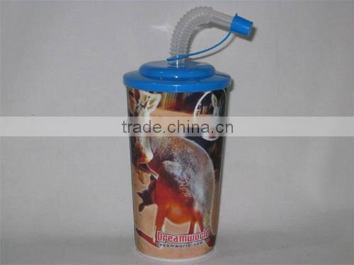 promotional 3D lenticular cup with lid and straw