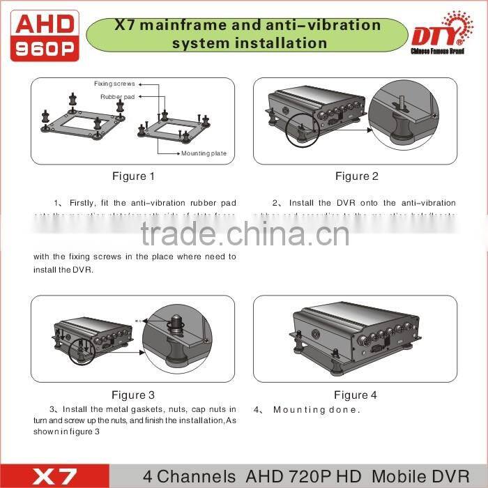 DTY 4H AHD H 264 mobile dvr for truck/ AHD DVR With built-in LCD screen
