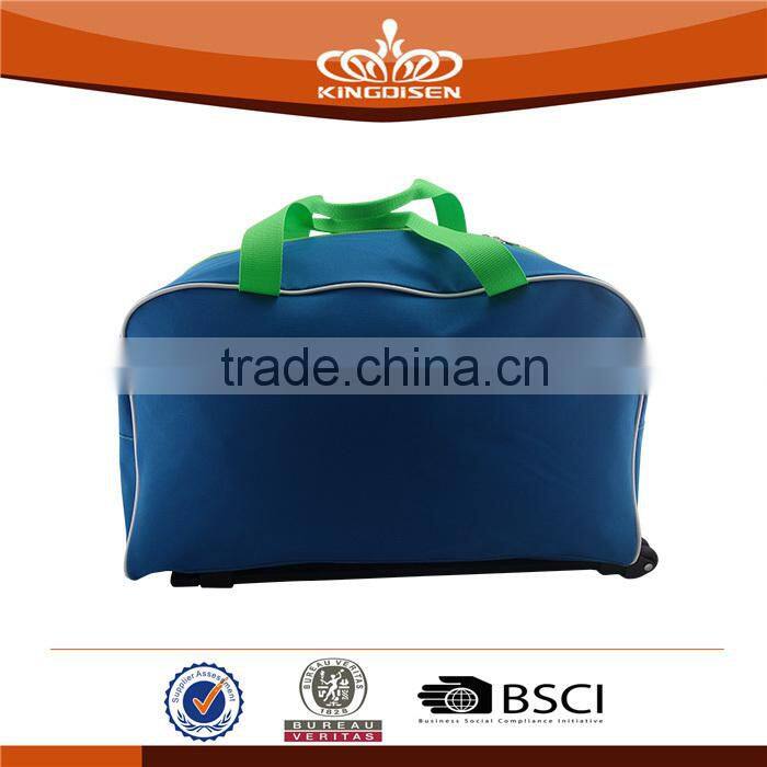 solid blue 600D trolley travle bag