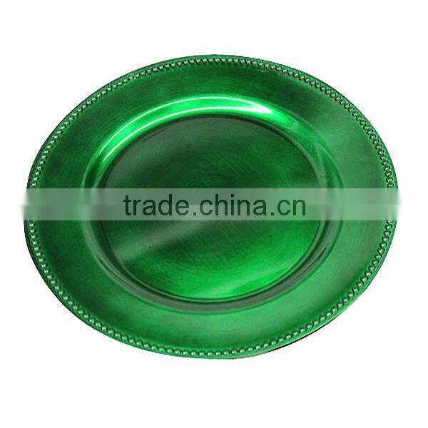 Decorative plastic beaded charger plates