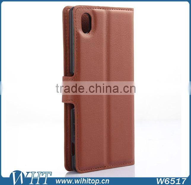 Hot Selling PU Leather Wallet Case for Sony Xperia M4, Wholesale for Xperia Z4 Aqua Cell Phone Case