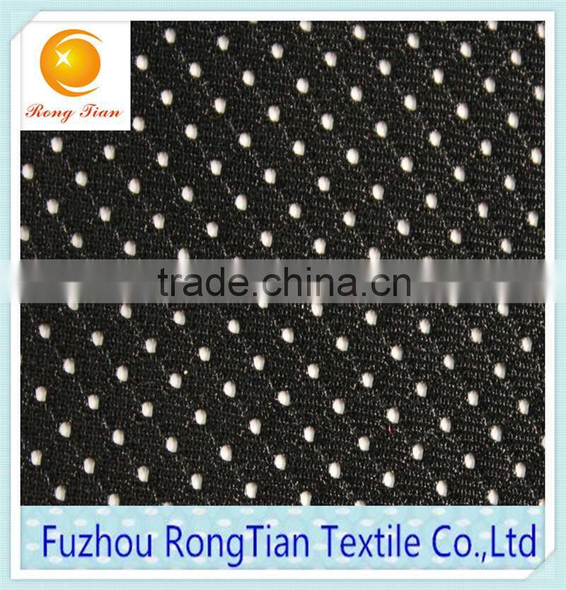 Wholesale black polyester tricot shinny 100D small hole knitting mesh fabric