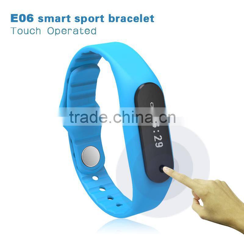 2015 Touch Screen Smart Band Wristband E06 Bracelet Fitness Wearable Tracker Waterproof IP67 Bluetooth Watch for Android 4.4