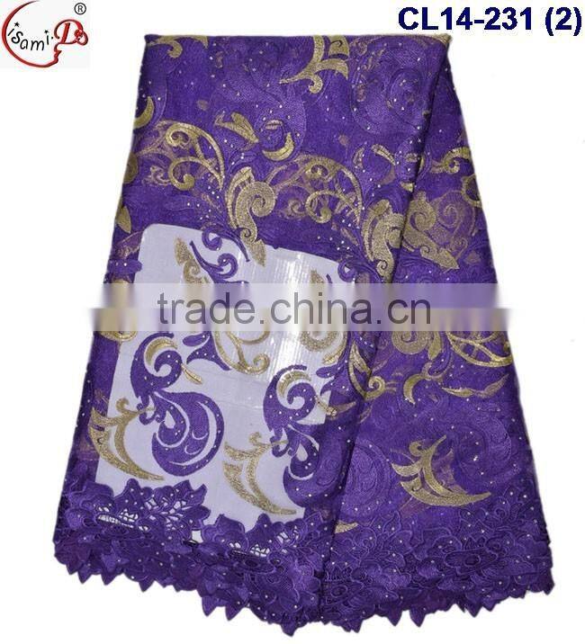 Frenc lace CL14-231fashionable latest design multi color fushial net frech lace for wholesale