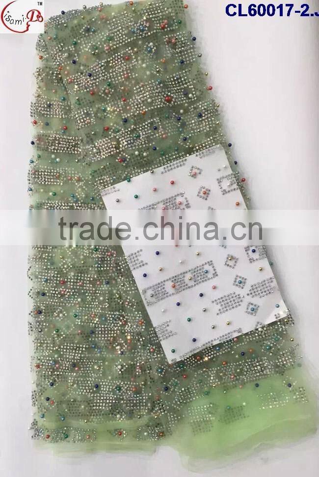 CL60017 2016 Chowleedee high quality top Fashion Latest Design scattered tulle lace with stone and pearl