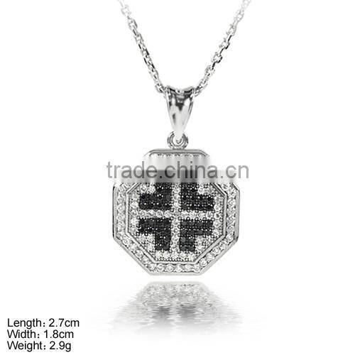 PZL-0013B Fashion Jewelry Rhombus Pendant Black Cubic Zirconia