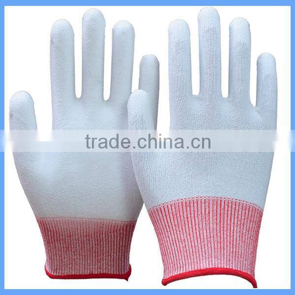 Best-selling 15 Gauge Knitted PU Palm Coated Polyester Hand Gloves