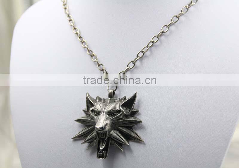 Hot Sale Game Retro Jewelry The Witcher 3 Wolf Head Pendant Necklace