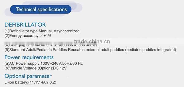 (MSL-8000A-A)Medical emergency biphasic AED defibrillator price