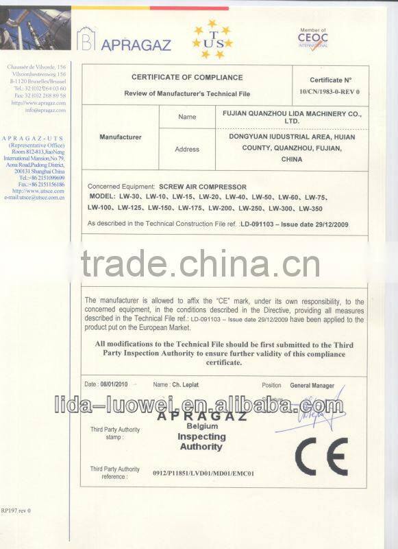 (Belt or Direct driven) Rotary screw air compressor