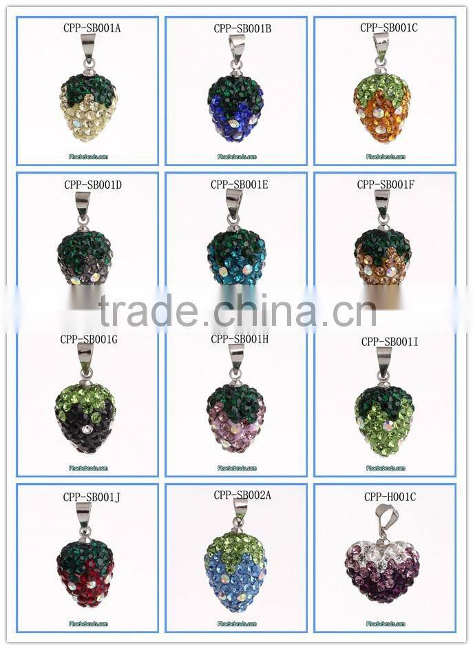 Wholesale Custom Made Mix Colors Heart Rhinestone Necklace Pendant CPP-H002B