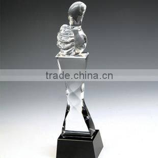 New delivery china Hot sales hand shaped crystal trophy,crystal handicrafts for business gift