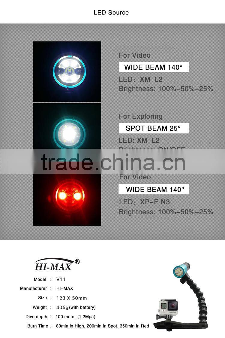 2015 Rechargeable Led Scuba Diving and Waterproof Torch For Underwater Explore