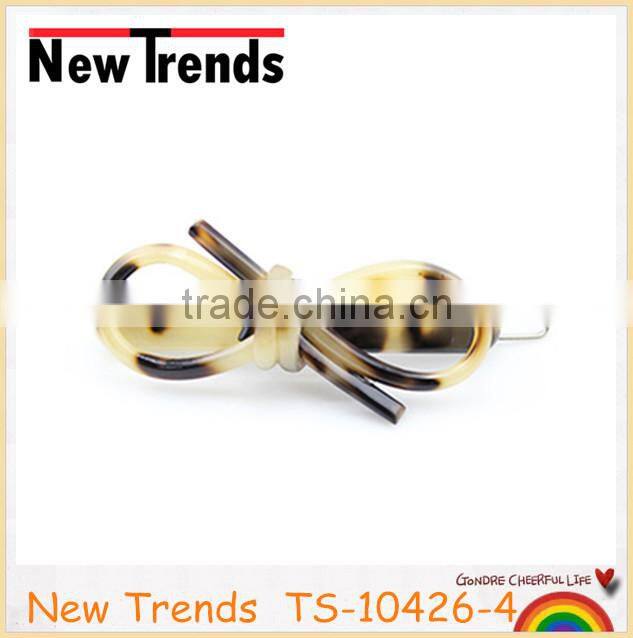 Newest tortoise resin bow tie hair clips accessories jewelry