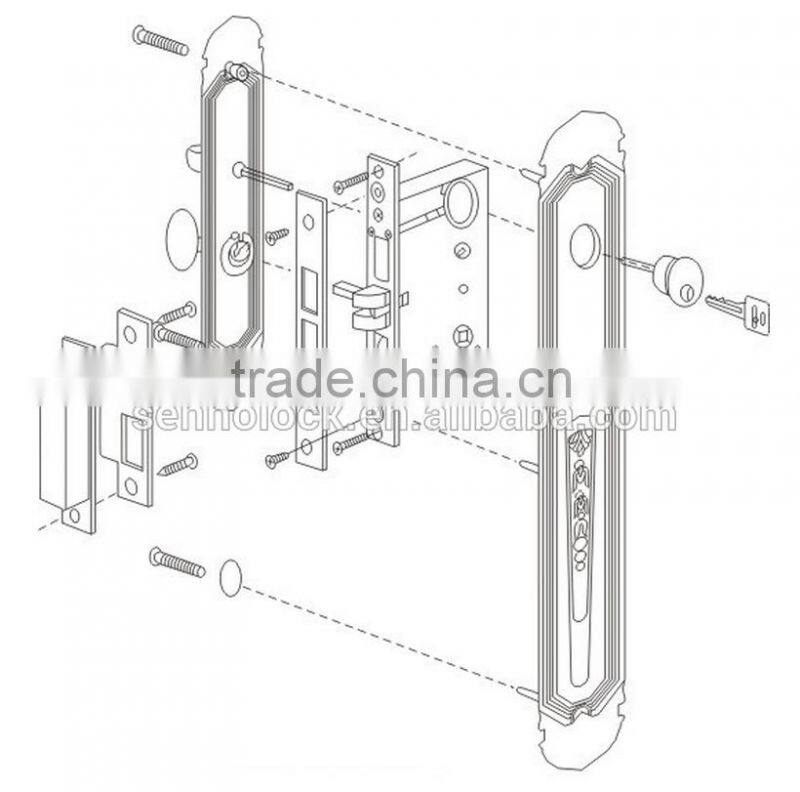 External Pull handle Main Door Lock Entry Set American Profile Cylinder Lock