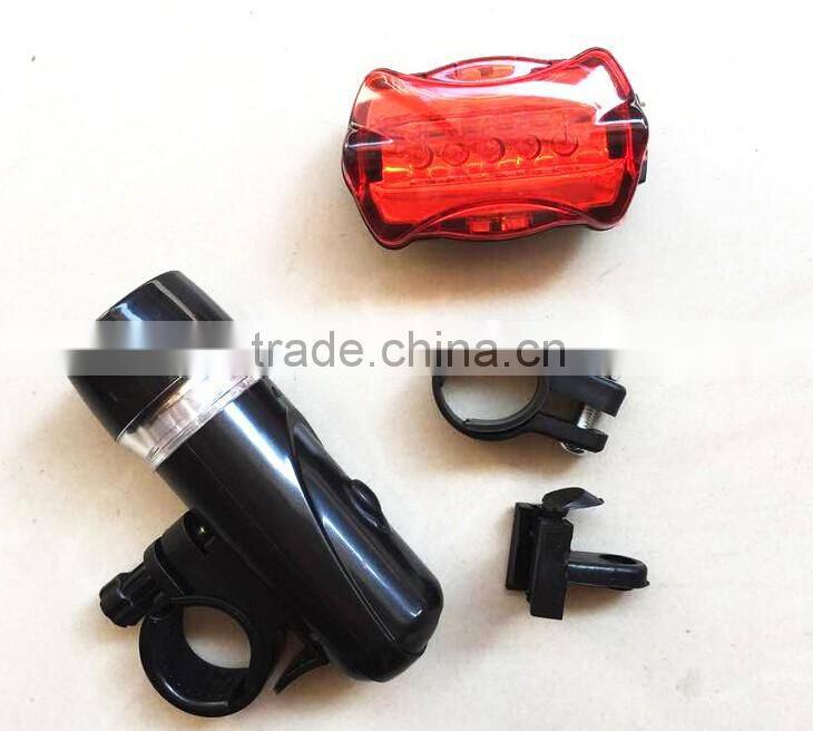 2016 1Set Waterproof 5 LED Lamp Bike Bicycle Front Head Light+Rear Safety Flashlight Black,