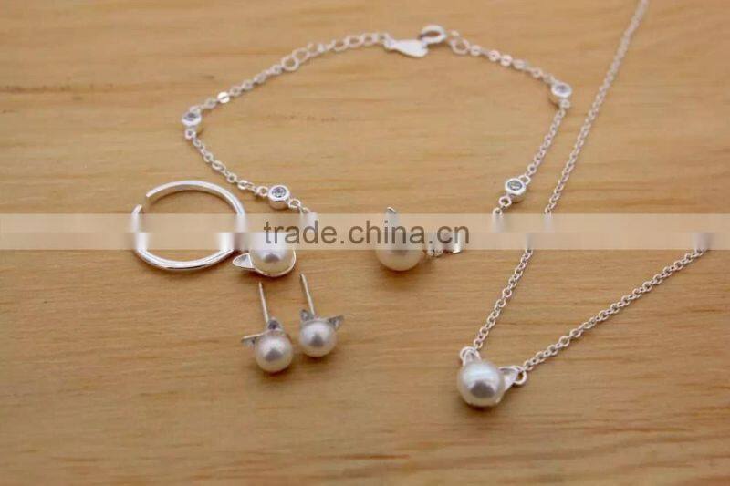 New Pearl indian bridal Jewelry african silver necklace wedding jewelry set