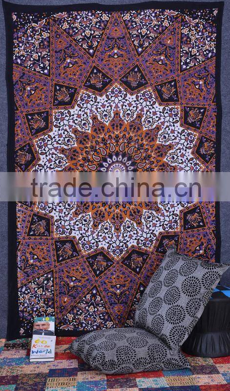 Hippie Mandala Block Printed Tapestry Wall Decor Throw Table Cover 100% Cotton Bedspread Indian Jaipur Manufacturer & Wholesaler