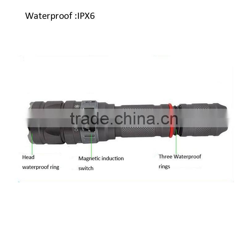 C89 Aluminum Alloy 500lumens high power Wateroroof Rechargeable Flashlight Diving Torch With 5 Lighting Modes