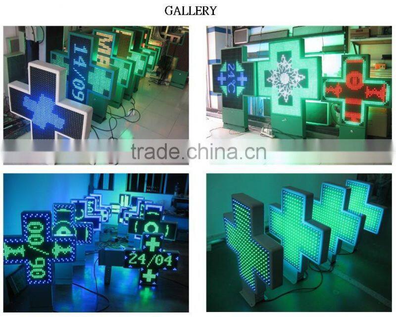 Outdoor Green 3D LED Pharmacy Cross for pharmacy shop