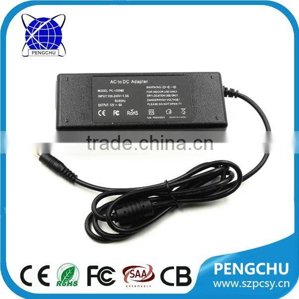 Manufacturer 72w 12v 6a power supply for cctv