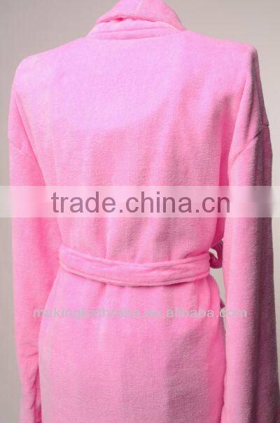 ladies pink velvet hotel long winter bathrobe